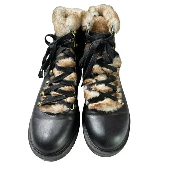 American Eagle combat boots with fur, women's size 10 - Picture 1 of 6